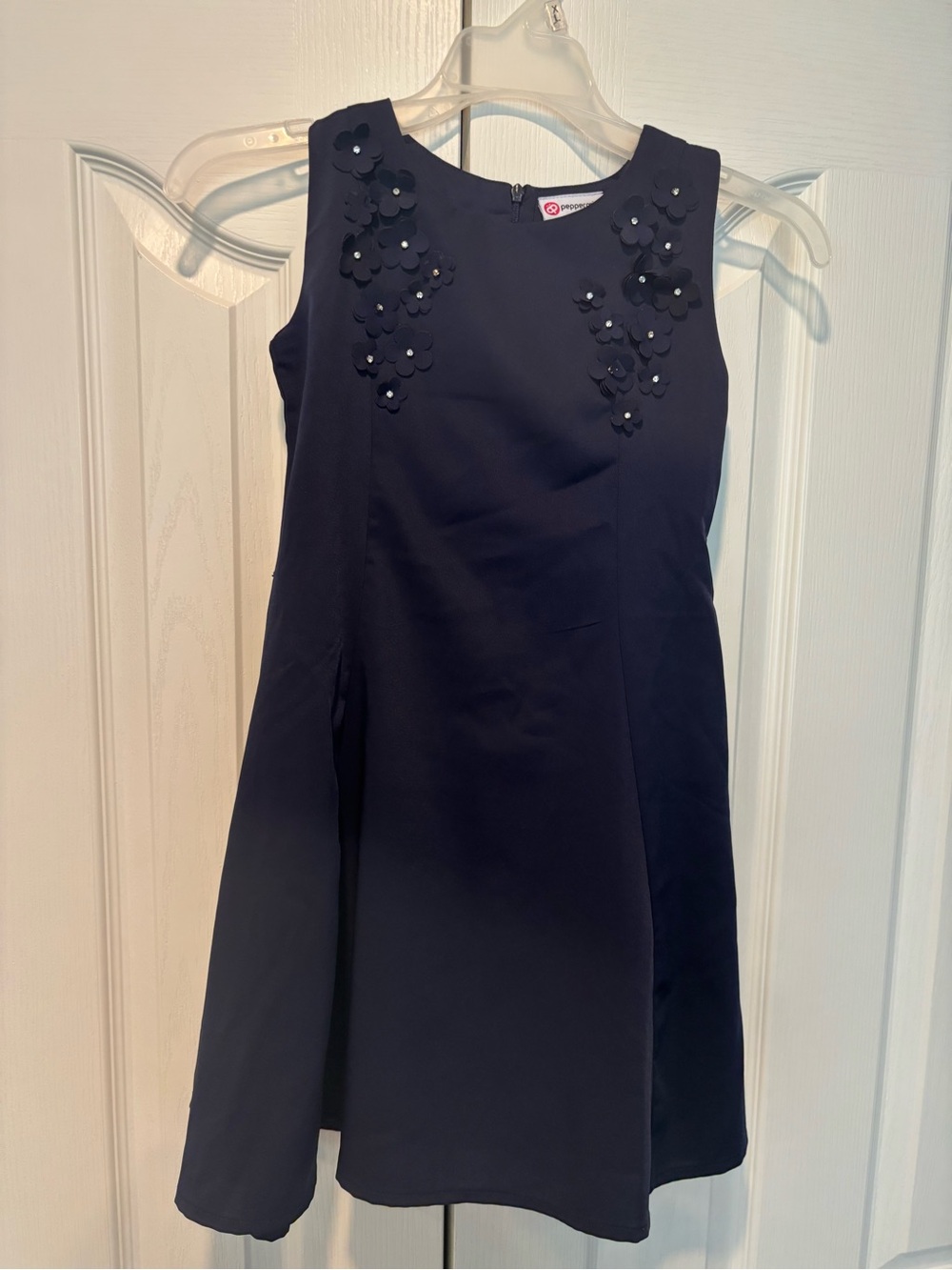 Peppermint Navy Floral Applique Sleeveless Dress